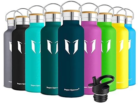 Super Sparrow Trinkflasche Edelstahl -1000ml- Auslaufsicher Thermoskanne, BPA-Frei Wasserflasche - Kohlensäure Thermosflasche für Kinder, Sprudel, Sport, Uni, Schule, Fitness, Outdoor, Camping