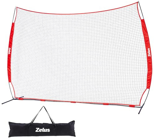 ZELUS 12x 9ft Barricade Backstop, Sports Barrier Nets for Lacrosse, Basketball, Soccer, Field Hockey, Baseball and More