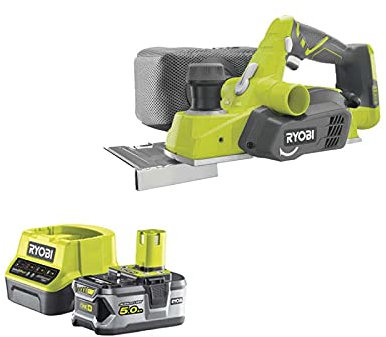 Pack RYOBI rabot 18V One+ 82mm R18PL-0-1 batterie 5.0Ah - 1 chargeur rapide 2.0Ah RC18120-150