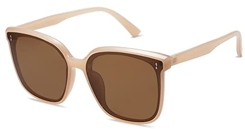 SOJOS Sunglasses for Women Men Vintage Style Shades SJ2157,Brown/Brown