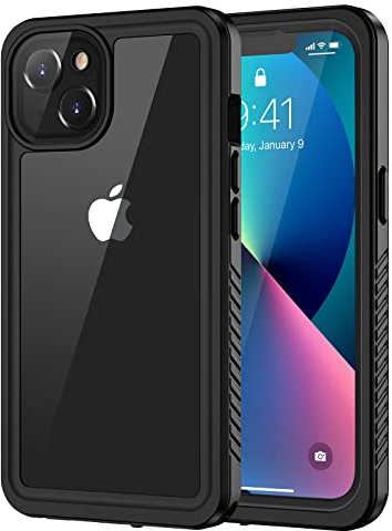 Lanhiem für iPhone 13 Hülle (6.1), Handyhülle iPhone 13 Case IP68 Wasserdicht 360 Grad Schutzhülle, Stoßfest Staubdicht Outdoor Panzerhülle mit Eingebautem Displayschutz, Schwarz