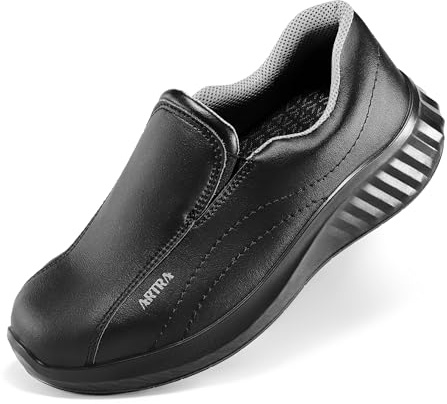 Artra Arica Chaussures de sécurité S2 SRC Noir - Chaussures de Travail légères avec Embout en Acier antidérapant pour la Restauration, la médecine et Les Soins, Blanc., 44 EU