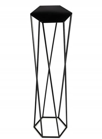 HowHomely Växtpall metall pall växter 100 cm – blompall metall svart – blompelare växtpall hög – svart växtpall