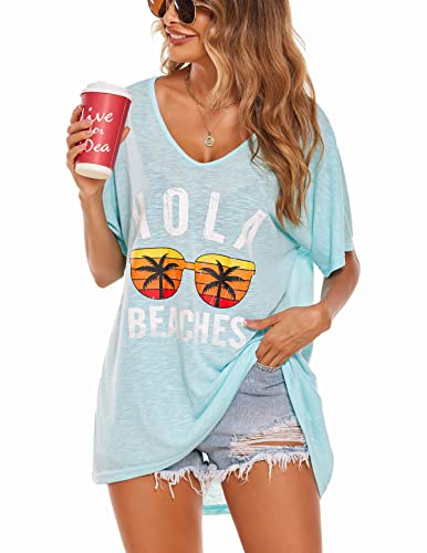 AI'MAGE Strandkleid Damen Strandponcho Sommer Pareos Damen Bikini Cover Up Bademode Strand Schwarz Beachwear Vertuschen Shirt Lose,Hellgrün,S