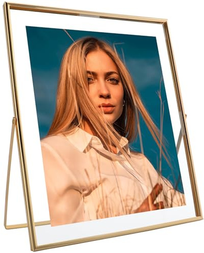 AhaGo Gold Floating Picture Frame, 10x12 Inches, For Photo 9x11, 8x10, 7x9, Large Photo Frame, Classy For Father's Day, Anniversary, Birthday, Portrait