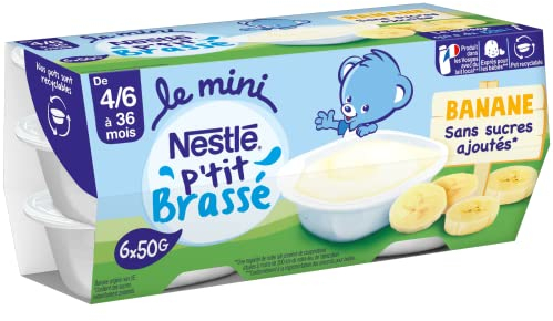 NESTLÉ BÉBÉ - P'TIT BRASSÉ MINI SANS SUCRES AJOUTÉS BANANE DES 6 MOIS 6X50G