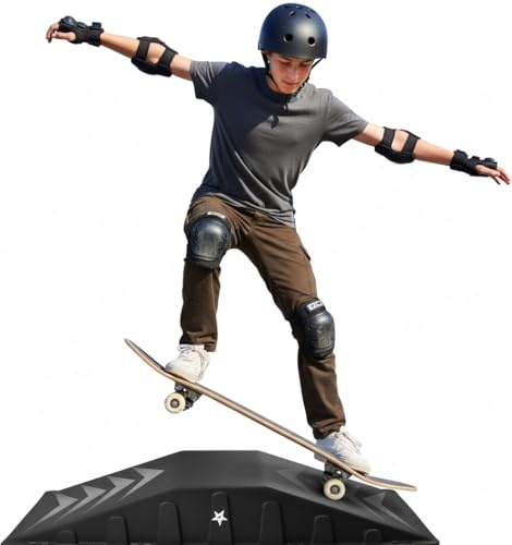 Yes4All Single-Piece Skateboard Ramp, Bike Ramp, Skate Ramp - Durable & Designed for Beginners, Capacity 220Lbs - 44 Length