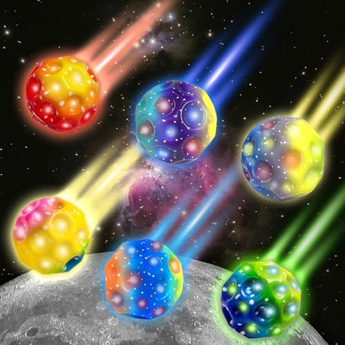 TZEKING 6PCS Astro Jump,Bouncing,7 cm,Pelota de Goma Saltarina,6 Colores de Pelotas saltarinas, fáciles de agarrar, Regalos para niños y niñas, Alivio del estrés
