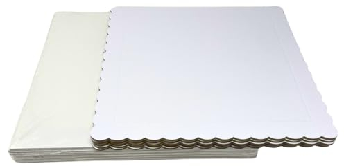 Decoracion Dulce - Pack de 5 Bases Extrafuertes Cuadradas de 30cm x 3mm y 5 Cajas para Transportar Tartas de 30.4 x 30.4 x 15cm de Altura… (Blanco)
