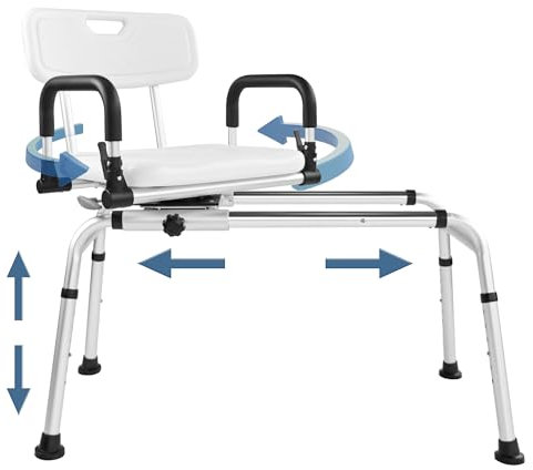 EOSPRIM Badewannendrehsitz, Badewannensitz Erwachsene, Wannensitz Senioren, Duschstuhl mit Lehne, Badewannenstuhl, Duschstuhl mit Armlehnen, Badewannenlift für Senioren, Badestuhl, Duschsitz