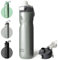 BOTTLE BOTTLE Isolierte Wasserflasche, 680 ml, mit Griff und Klappdeckel, Edelstahl, Druckknopfdeckel, auslaufsicher, tragbar, für Radfahren, Laufen, Reisen, Sport, Wandern, Grau