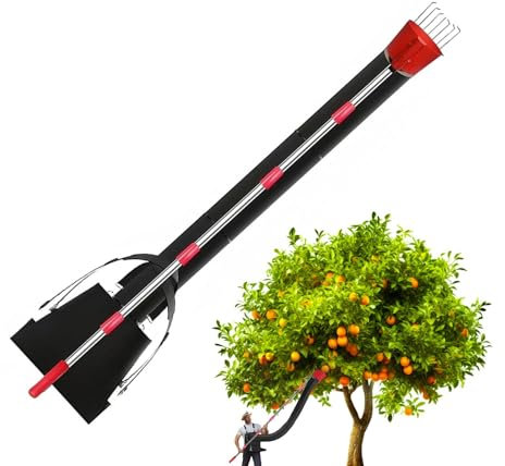 Gwtdtoad Poste recolector de frutas, recolector de naranjas | Herramienta de poste recolector naranja de longitud ajustable de 13 pies | Recogedor De Naranjas Ajustable Con Embudo Recolector Y