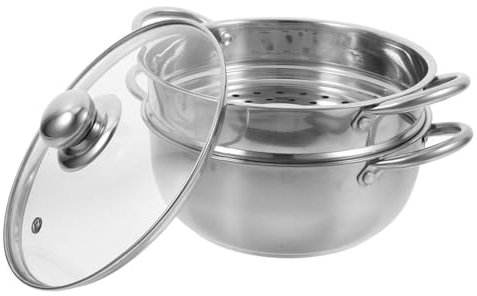 LALADEFIEE 1Pieza Olla de Vapor Inoxidable de Doble Utensilios de Cocina Cocción Vapor y Sopa Cesta Vaporera Ergonómico Alta Capacidad Verduras