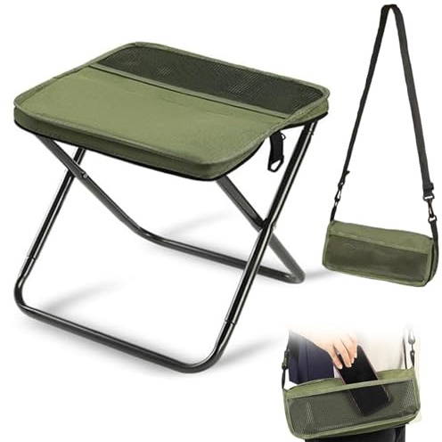 XICAIHAO Foldable Stool, Folding Camping Stool, Small Telescopic Stool Portable, Fold Up Mini Footstool for Outdoor, Fishing, Garden Lightweight Chairs (Green)