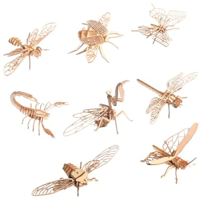 Toddmomy Puzzle Bois 3D Insectes en 8 Pièces pour Garçon et Filles, Jouet Éducatif Artisanal en Bois Beige, Modèle à Assembler et Colorier, pour Garçon et Fille