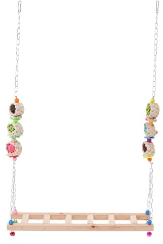 TOYANDONA Balançoire en Bois Échelle à Mâcher Jouet Suspendu pour Poules et Coqs Accessoire d'escalade Amusant Couleur Aléatoire pour Cage d'oiseaux Domestiques