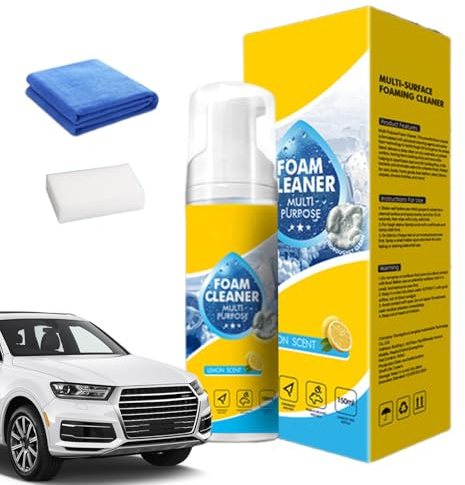 Tyinerc Detergente per interni auto, dettaglio, 150 ml, detergente per macchie sul cruscotto, smacchiatore per sedili auto, per plastica interna, cruscotto, volant, tappezzeria, auto, SUV,