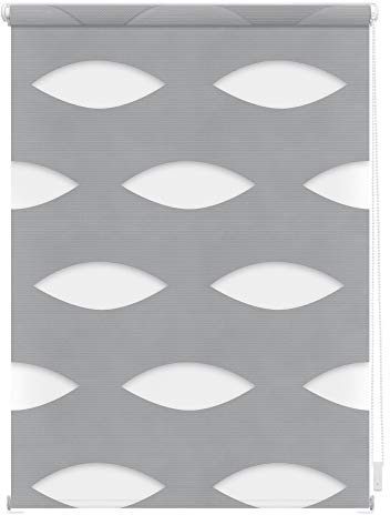Lichtblick Doppelrollo Klemmfix ohne Bohren, Ellipse, Blickdicht, Klemmträger-Montage, Sichtschutz, Wandmongtage, Deckenmontage, für Fenster Grau, 60 cm x 150 cm (B x L)