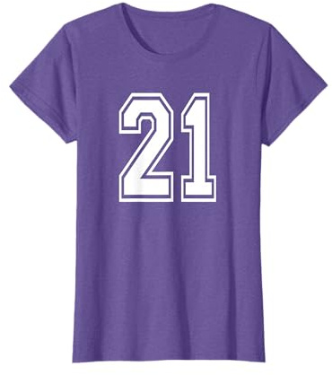 Number 21 Numbered Uniform Sports Jersey Team 21st Birthday T-Shirt
