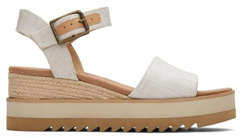 TOMS Diana Wedge Leather Women's Dark Beige Sandals | Adjustable Ankle Buckle Fit, CloudBound Foam Comfort, Lightweight Rope Midsole, Textured EVA Outsole, Wedge Sandals for Women