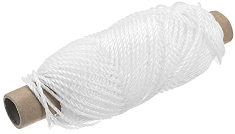 sourcing map Torcida Albañil Línea Nylon Cordel Cuerda Cordón Blanco 50M/164 Pies 3mm Diámetro para Redes, Paisajismo, Hogar Mejora, Bricolaje Proyecto, Artesanía, Albañilería