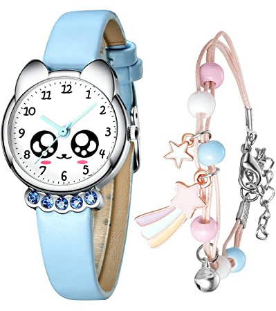 CIVO Barnklocka, flicka, pojke, barnarmbandsur analog kvartsur, inlärningsklocka, barnklocka, set, lärande armbandsur med titelövningar, barnklocka för flickor, lärande handledsklockor med
