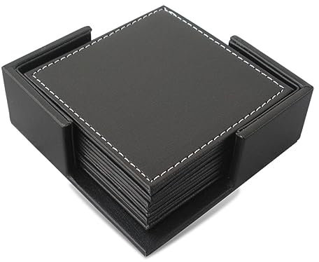 BESTonZON Spoon Rest 6st Pu Tischset Pu-Cup-Matte Essmatte Kleines Tischset Quadrat Easy Putz