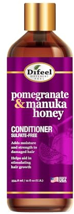 Difeel Pomegranate & Manuka Honey Sulfate-Free Conditioner 12 oz. for Dry, Damaged Hair - Detangling Conditioner for Curly Hai