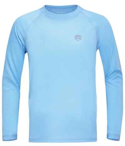 Boys UPF 50+ Swim Shirt Long Sleeve, 1 or 2 Pack UV Sun Protection Rash Guard, Youth Kids SPF Water Shirts for Beach Surf