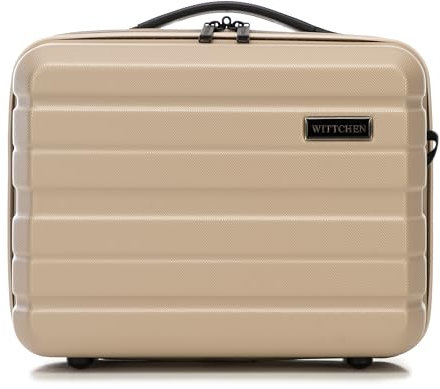 WITTCHEN COMODO Line Kosmetikkoffer Reisegepäck Kulturbeutel Kosmetiketui aus ABS Kosmetiktasche Damen Reiseetui Abnehmbarer Trageriemen Größe XS Beige