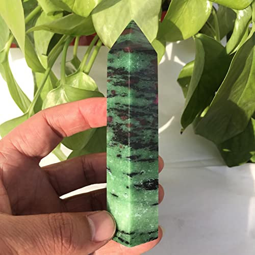 TRKTDXLQRI Crystal Decoration Ruby Crystal Pillar Single Pointed Pillar Blue Stone polishing Stone Home Decor Beautiful Gifts CHENRANYIN(7-8cm)