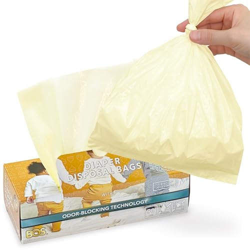 90 x Medium Cream Yellow Disposable Bags Odour Free & Odour Free