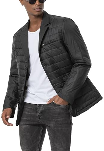 Redbridge - Chaqueta acolchada para hombre, estilo blazer elegante con aspecto plumón, chaqueta ligera de transición, Negro , L