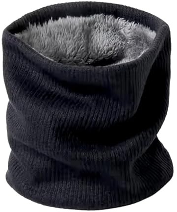 spanshop Tour de cou pour enfants, écharpe enfant, écharpe d'hiver pour enfants, culotte noire polaire, cache-cou doublé, bébés, filles et garçons, noir/gris, Estandar flexible