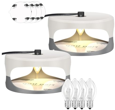 Namvo Flea Trap 2-pack - Sticky Dome lopp- och vägglössfällor med fällglödlampa och självhäftande dyna för hem, sovrum och inomhusbruk - Luktfri, giftfri vägglöss