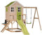 Wendi Toys M24L-K Kinder Garten-Spielhaus mit Rutsche, Schaukel & Küchenbereich, 330 x 350 x 242 cm, Grün, FSC Holz – Kinderspielhaus Outdoor mit Matschküche & Klettergerüst