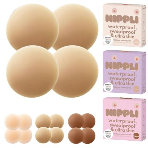 Nippli Premium Nippel Cover – tvättbara och återanvändbara självhäftande bröstvårtstäckare – ultratunna bröstvårtstäckare i silikon – självhäftande bröstvårtstäckare med maximal komfort – grepp, 2