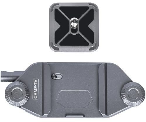 cametv Clip de sac à dos avec plaque de dégagement rapide, sangle de sac à dos en aluminium avec système de serrage QR pour Canon, Sony, Nikon, Fuji, DSLR, caméra d'action (68001) (argent)