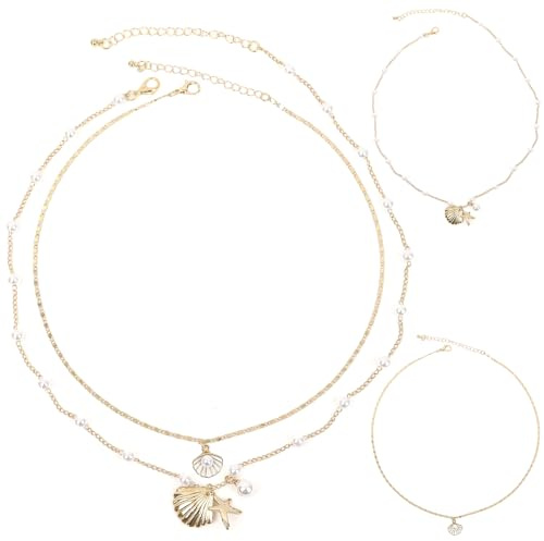 Snäckhalsband, Sjöstjärnehalsband Strandsmycken för Kvinnor Sommar Strandaccessoarer Semester Strand Surfer