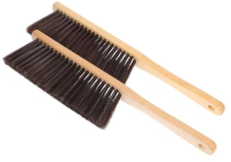 PartyKindom 2pcs Long Handle Fireplace Brush with Fine Protective Bristles Wooden Ash and Dust Cleaning Brooms for Home and Commercial Fireplace Maintenance