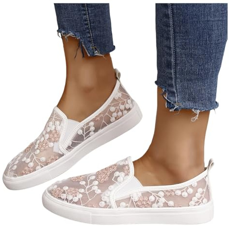 Scarpe da donna piatte per costume tradizionale Dirndl, scarpe per il tempo libero, in rete, traspiranti, eleganti, da sposa, da ginnastica, B02 Rosa, 42 EU