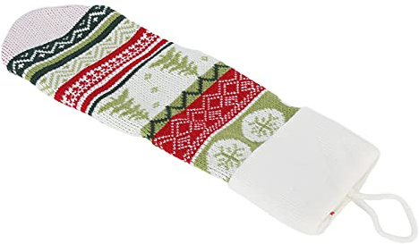 ZJchao Christmas Stocking, Wool Hanging Sock with Loop for Tree Wall Fireplace, Children Bag Home Decoration for Festival (White Rope)