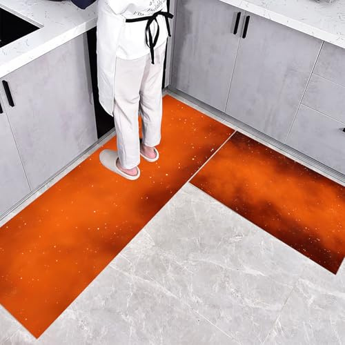 partículas de Polvo Alfombra de Cocina Antideslizante Alfombra de Cocinas, Fondo Abstracto Durable Anti-Fatiga Corredor de Pasillo para Cocinas Lavable de Cocina,45x75+45x150cm