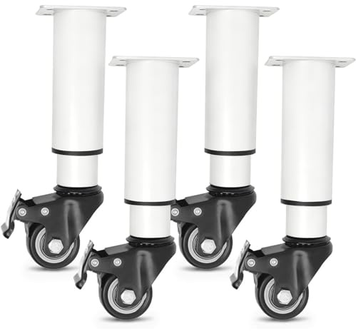 EUBSWA Gambe del letto regolabili in altezza, robuste gambe di supporto medie per travi centrali, set di rinforzo per letti (bianco, 185-260 mm)