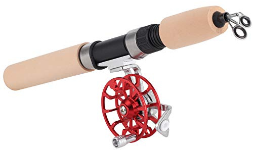 Dilwe Juego de Caña de Pescar en Hielo, Caña Telescópica de Pesca en Hielo FD50, Combo de Carrete de Portátil para Pescador (Rojo)