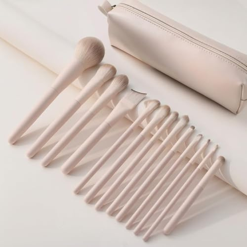 Brochas de Maquillaje Profesional con Difusores y Bolsa de Viaje, Pinceles Sintéticos Premium para Maquillaje en Polvo, Coloretes, Sombras de Ojos, Pinceles de Maquillaje (Rosa 13pcs)