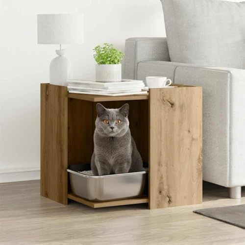 Mokuyary Meuble de Bac à Litière pour Chat 53x53x51 cm Salon | Maison de Toilettes pour Chats, Table Basse pour Chambre, Balcon