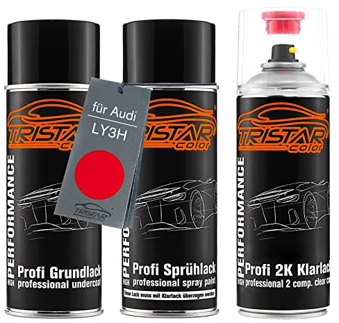 TRISTARcolor Billack sprayburkar för Audi LY3H Laserrot/Laser Red +2K