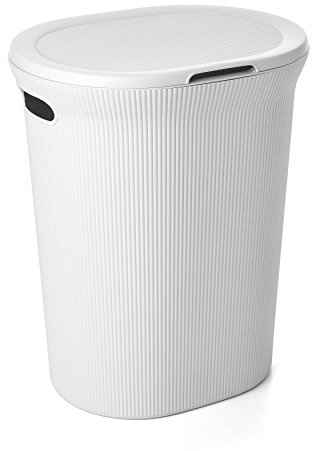 Tatay Cesto de Ropa Baobab, 40L de Capacidad, de Polipropileno, Libre de BPA, con Tapa, Color Blanco (Pergamon), Medidas 41 x 33 x 50 cm