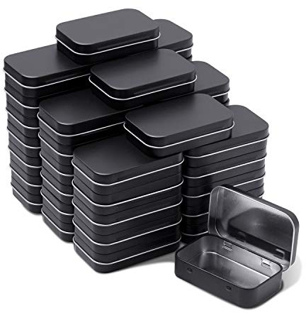 Tamicy Metal Rectangular Hinged Tins - Pack of 40 Matte Black Mini Portable Box Containers Small Empty Storage Tins with Lids Home Organizer Kit for Storage Drawing Pin Jewelry Crafts